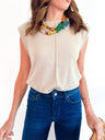 Shoulder Pad Sleeveless Knit Top - Swoon Boutique New Orleans