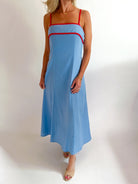 Sky Blue Contrast Trim Midi Dress - Swoon Boutique New Orleans
