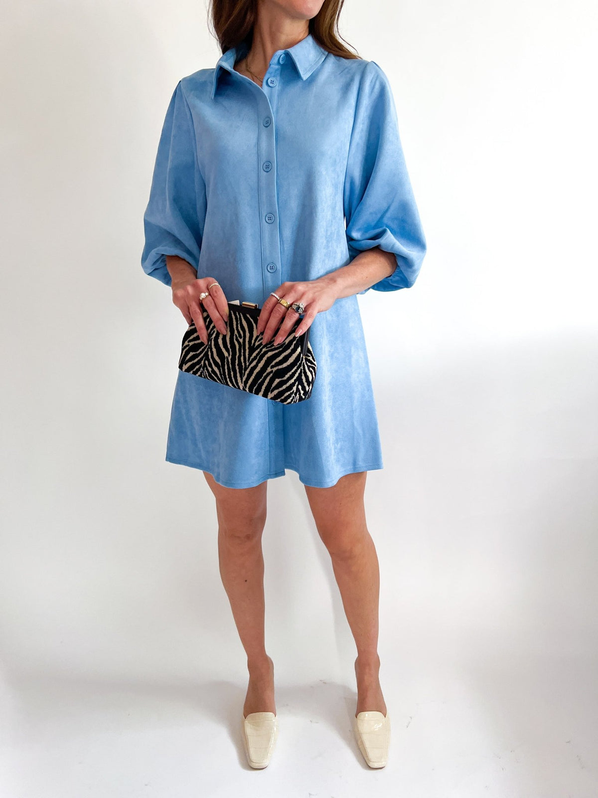 Sky Faux Suede Exaggerated Sleeve Dress - Swoon Boutique New Orleans