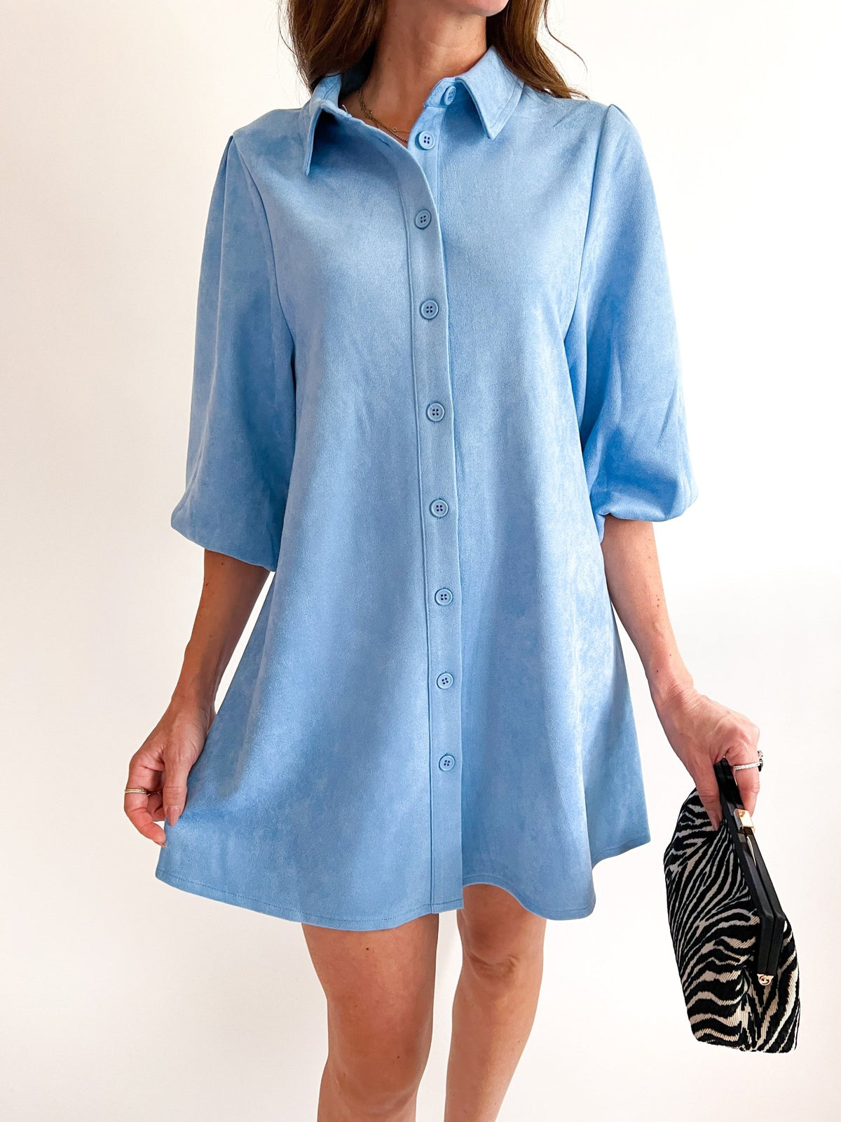 Sky Faux Suede Exaggerated Sleeve Dress - Swoon Boutique New Orleans