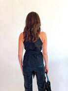 Sleeveless Collared Waist Tie Top - Swoon Boutique New Orleans