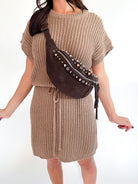 Sleeveless Knit Cinched Waist Mini Dress - Swoon Boutique New Orleans
