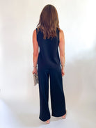 Sleeveless Mock Neck Top & Wide Leg Pant Set - Swoon Boutique New Orleans