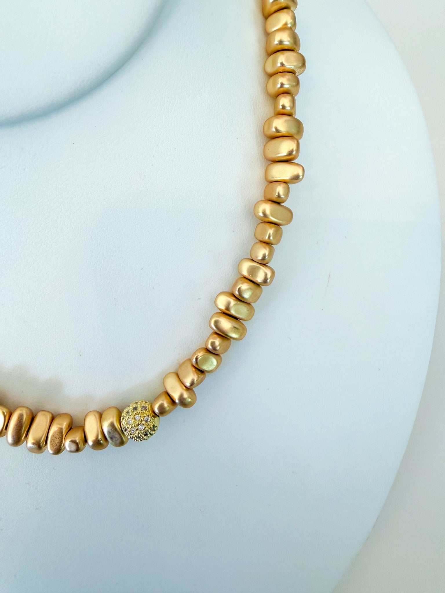 Small Brass Beaded Necklace - Swoon Boutique New Orleans