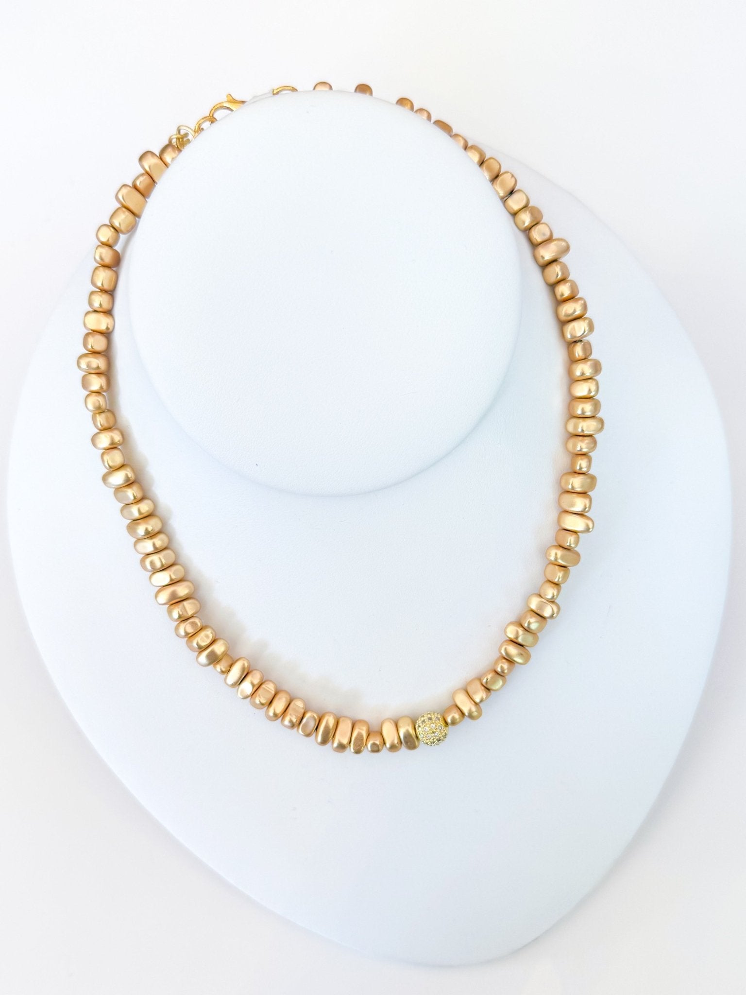 Gold small beaded necklace