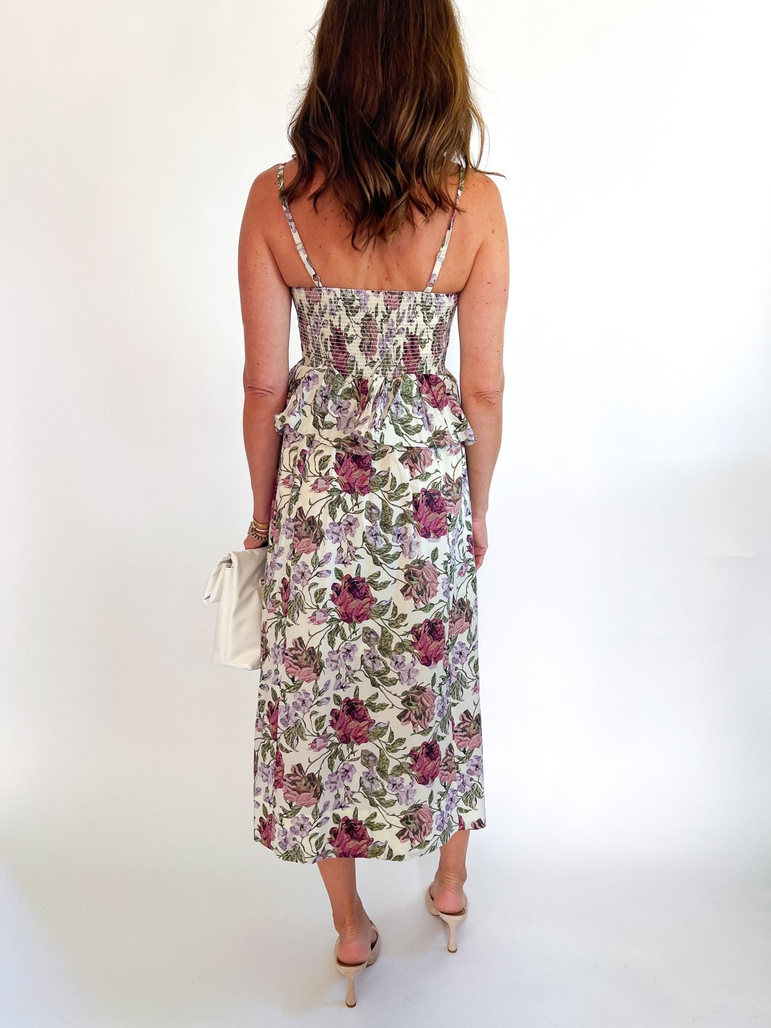 Smocked Floral Midi Skirt Dress - Swoon Boutique New Orleans
