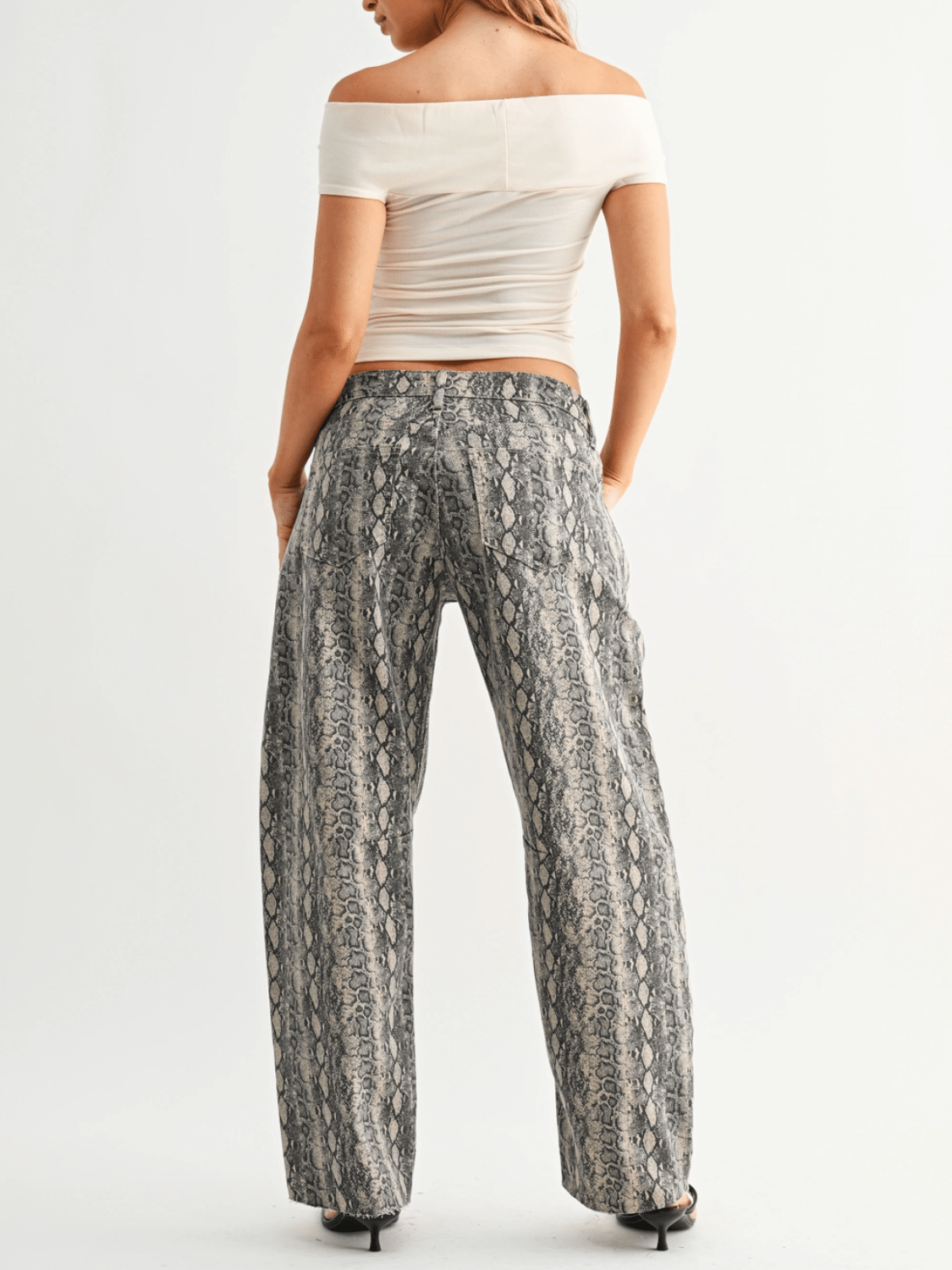 Snake Print Mid Rise Barrel - Swoon Boutique New Orleans