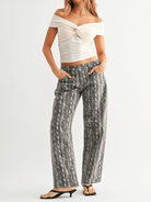 Snake Print Mid Rise Barrel - Swoon Boutique New Orleans