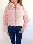 Soft Pink Faux Fur Cropped Jacket - Swoon Boutique New Orleans