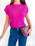 Solid Cap Sleeve Knit Top - Swoon Boutique New Orleans