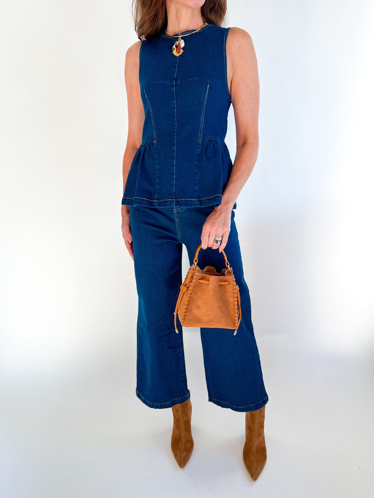 Solid Cropped Denim Pants - Swoon Boutique New Orleans