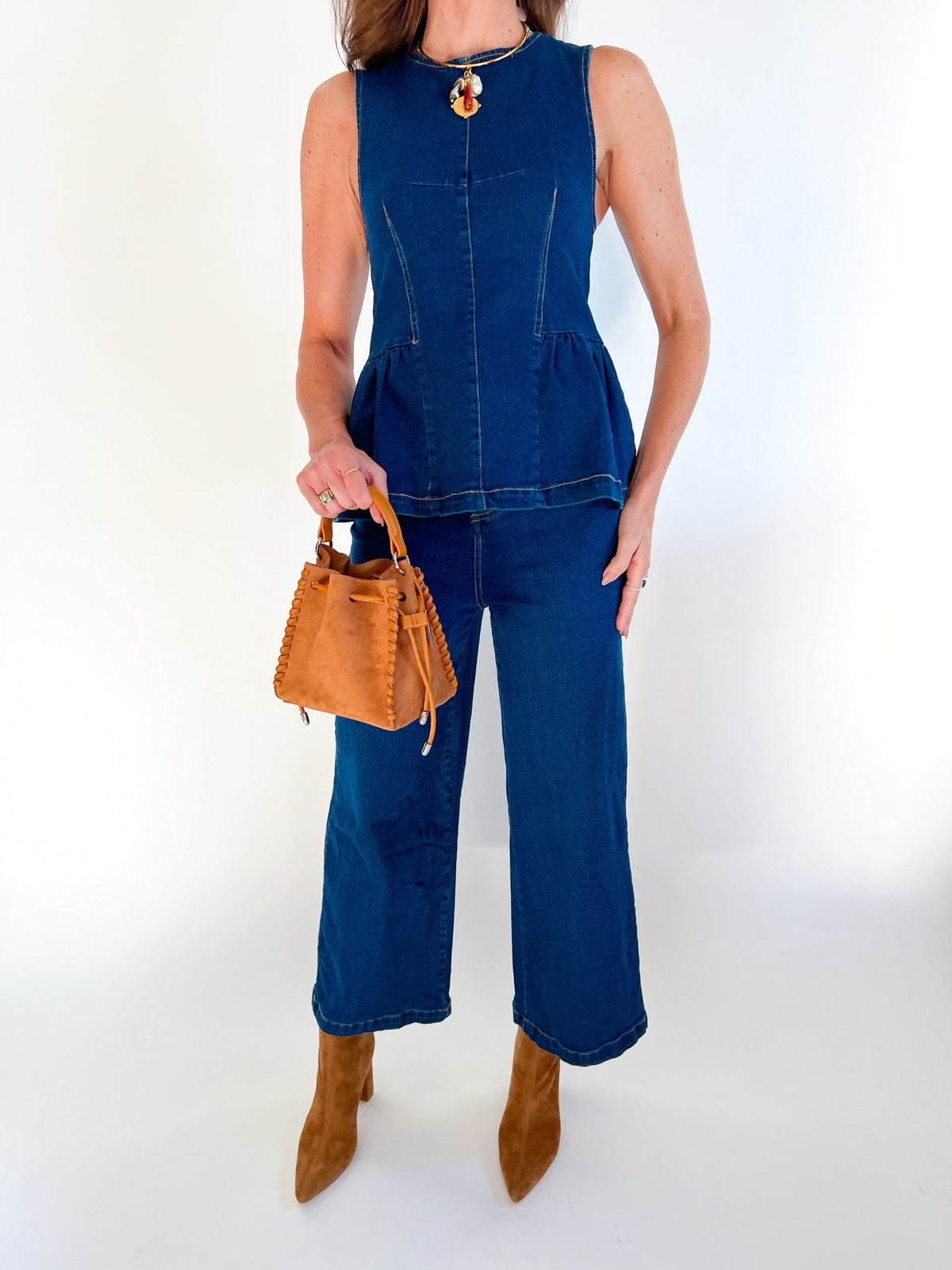 Solid Cropped Denim Pants - Swoon Boutique New Orleans