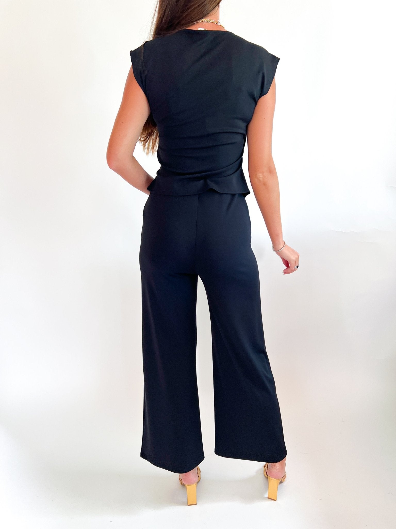 Solid High Waste Wide Leg Pants - Swoon Boutique New Orleans
