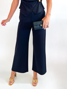 Black wide leg high-rise pants