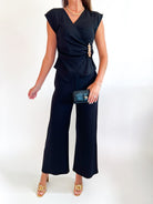 Solid High Waste Wide Leg Pants - Swoon Boutique New Orleans