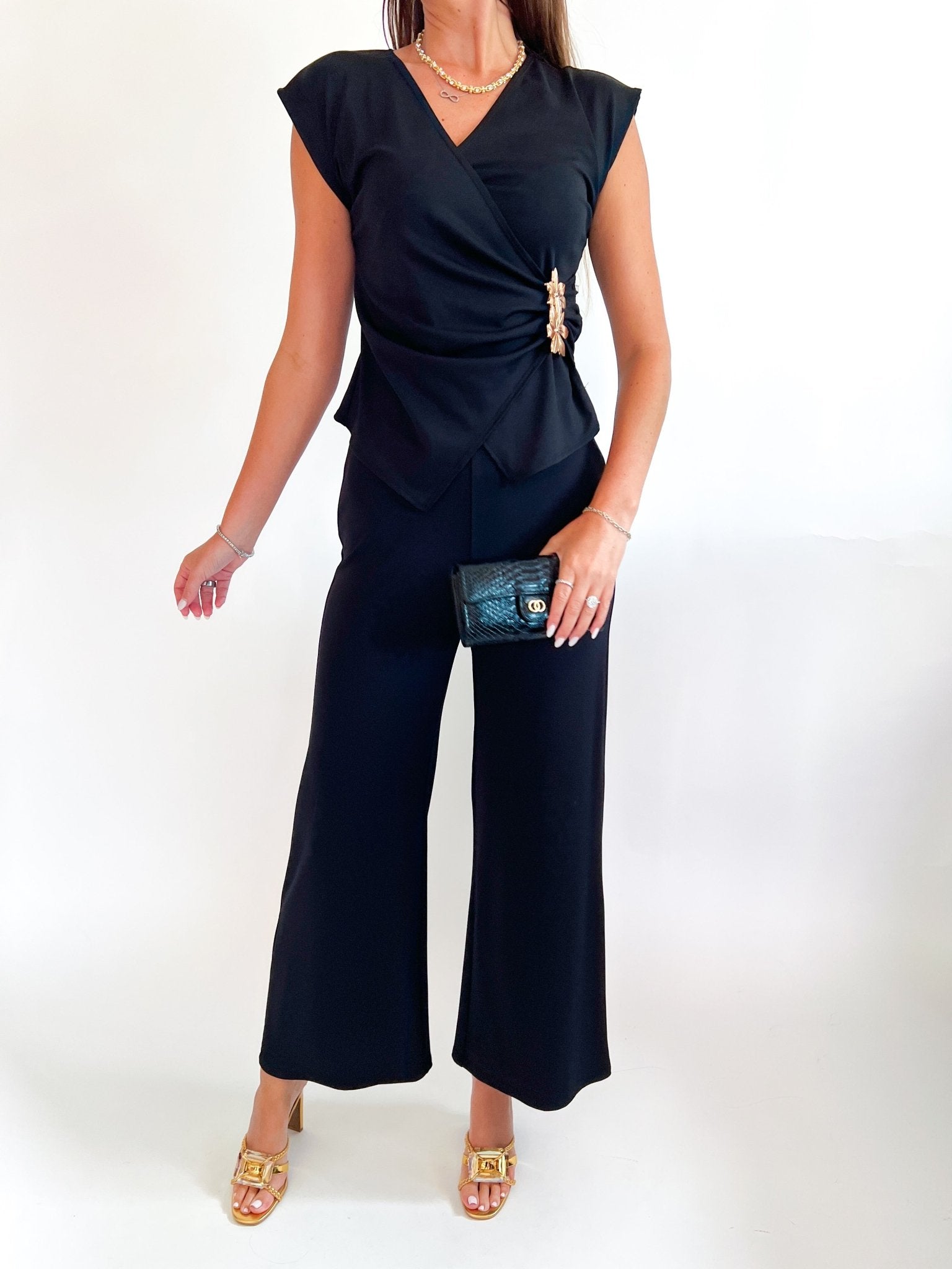 Solid High Waste Wide Leg Pants - Swoon Boutique New Orleans