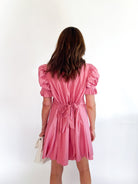 Solid Poplin Ruffle Neck Pleat Back Tie Dress - Swoon Boutique New Orleans