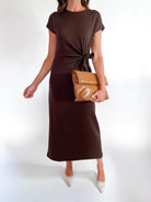 Solid Short Sleeve Midi Dress - Swoon Boutique New Orleans