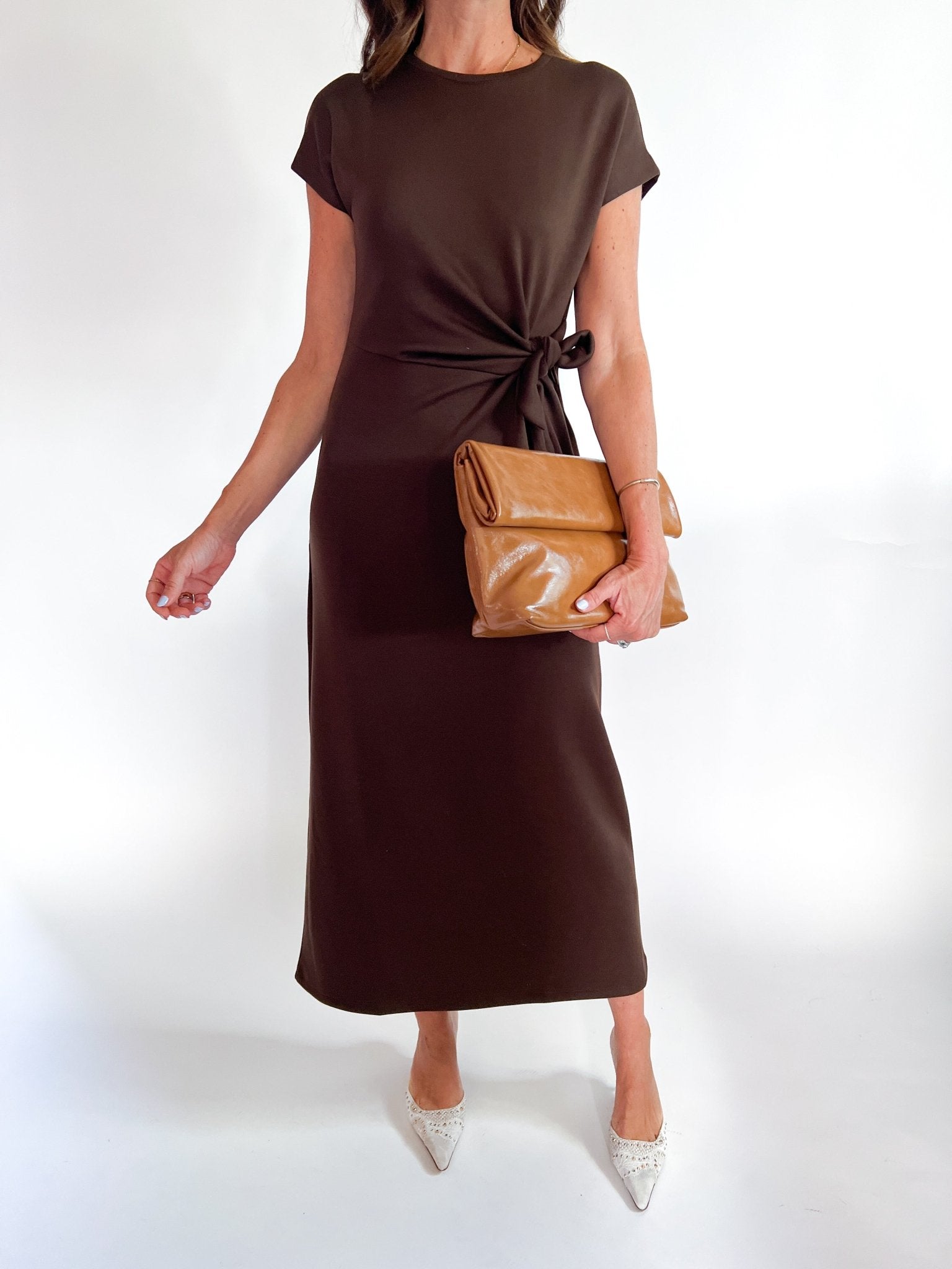 Solid Short Sleeve Midi Dress - Swoon Boutique New Orleans