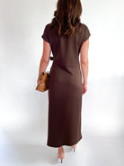 Solid Short Sleeve Midi Dress - Swoon Boutique New Orleans