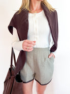 Speckled Herringbone Faux Leather Shorts - Swoon Boutique New Orleans