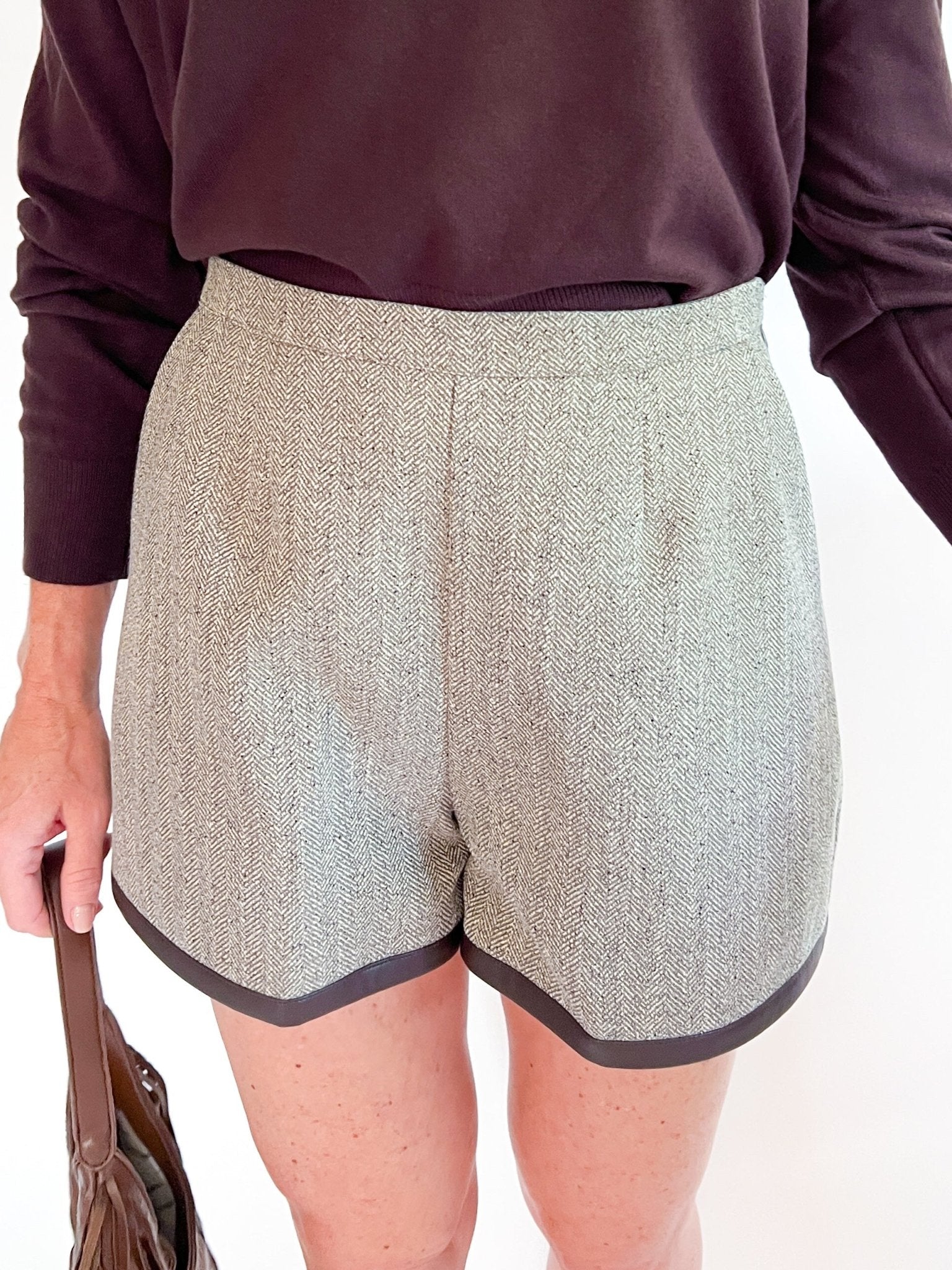Speckled Herringbone Faux Leather Shorts - Swoon Boutique New Orleans