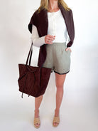 Speckled Herringbone Faux Leather Shorts - Swoon Boutique New Orleans