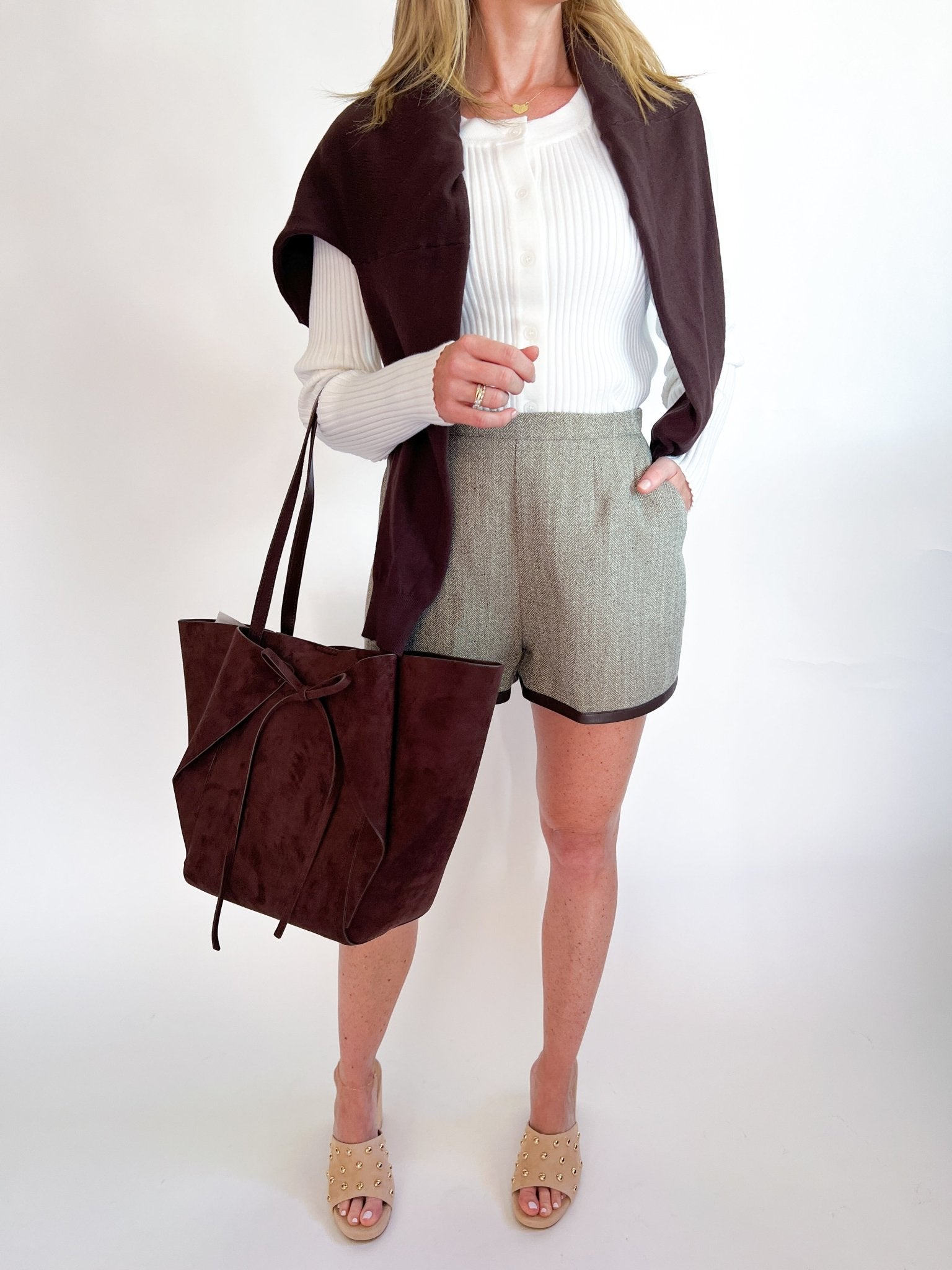 Speckled Herringbone Faux Leather Shorts - Swoon Boutique New Orleans