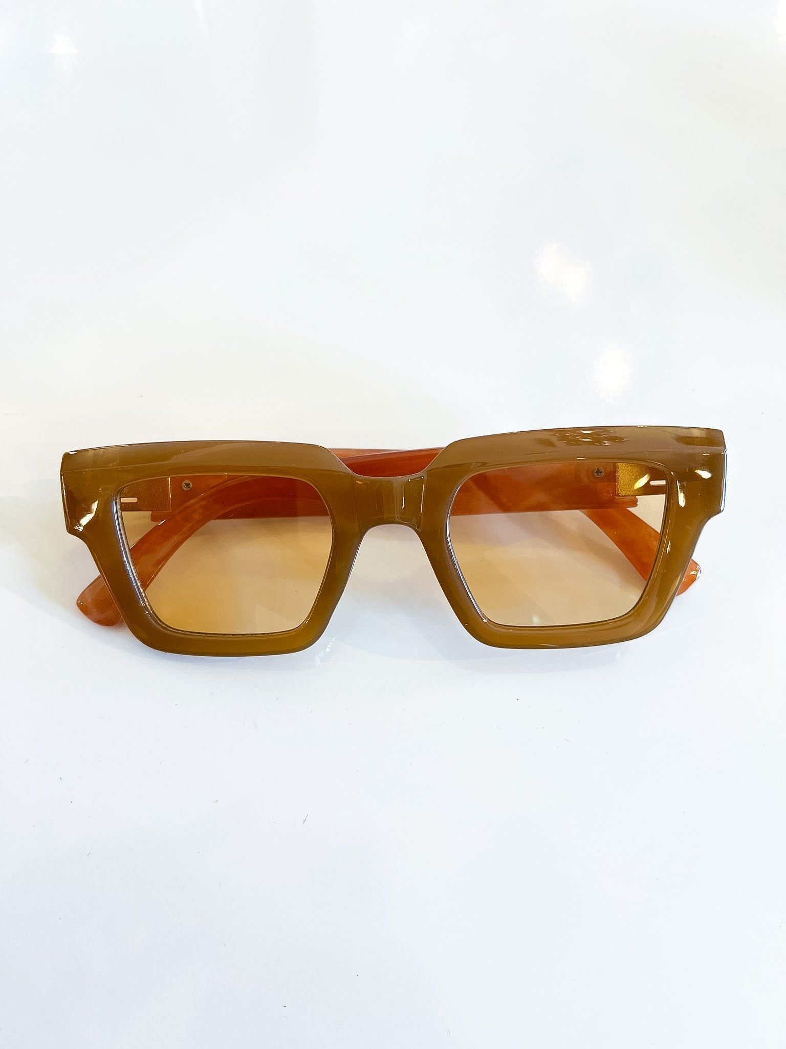 Orange oversized square frame sunglasses