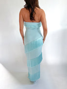 Strapless Tiered Fringe Midi Dress - Swoon Boutique New Orleans
