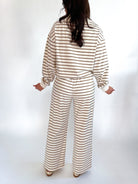 Stripe Half Zip-Up Contrast Sweatshirt - Swoon Boutique New Orleans