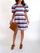 Stripe Puff Sleeve Dress - Swoon Boutique New Orleans