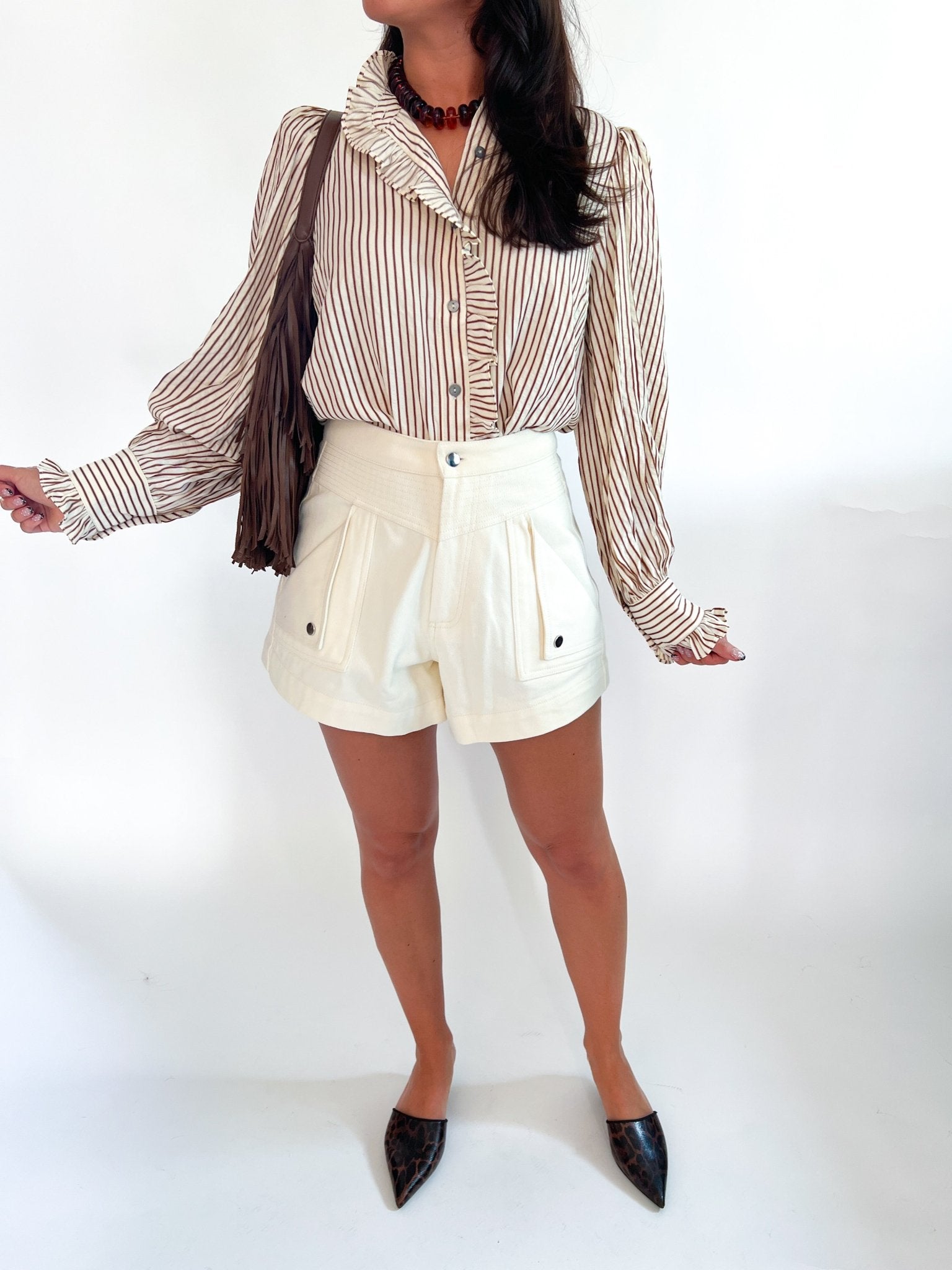 Stripe Ruffle Collar Blouse - Swoon Boutique New Orleans