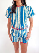 Stripe Scalloped Crop Top & Short Set - Swoon Boutique New Orleans