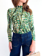 Striped Leaves Moss Green Blouse - Swoon Boutique New Orleans