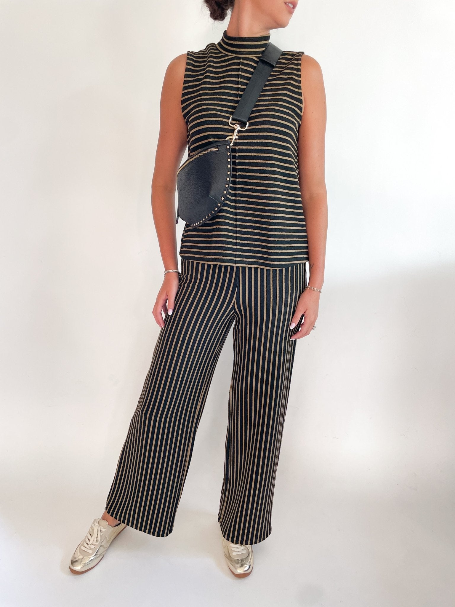 Striped Mock Neck Top - Swoon Boutique New Orleans