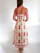Striped Palm Flora Ric Rac Linen Maxi Dress - Swoon Boutique New Orleans