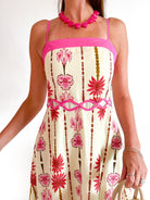 Striped Palm Flora Ric Rac Linen Maxi Dress - Swoon Boutique New Orleans