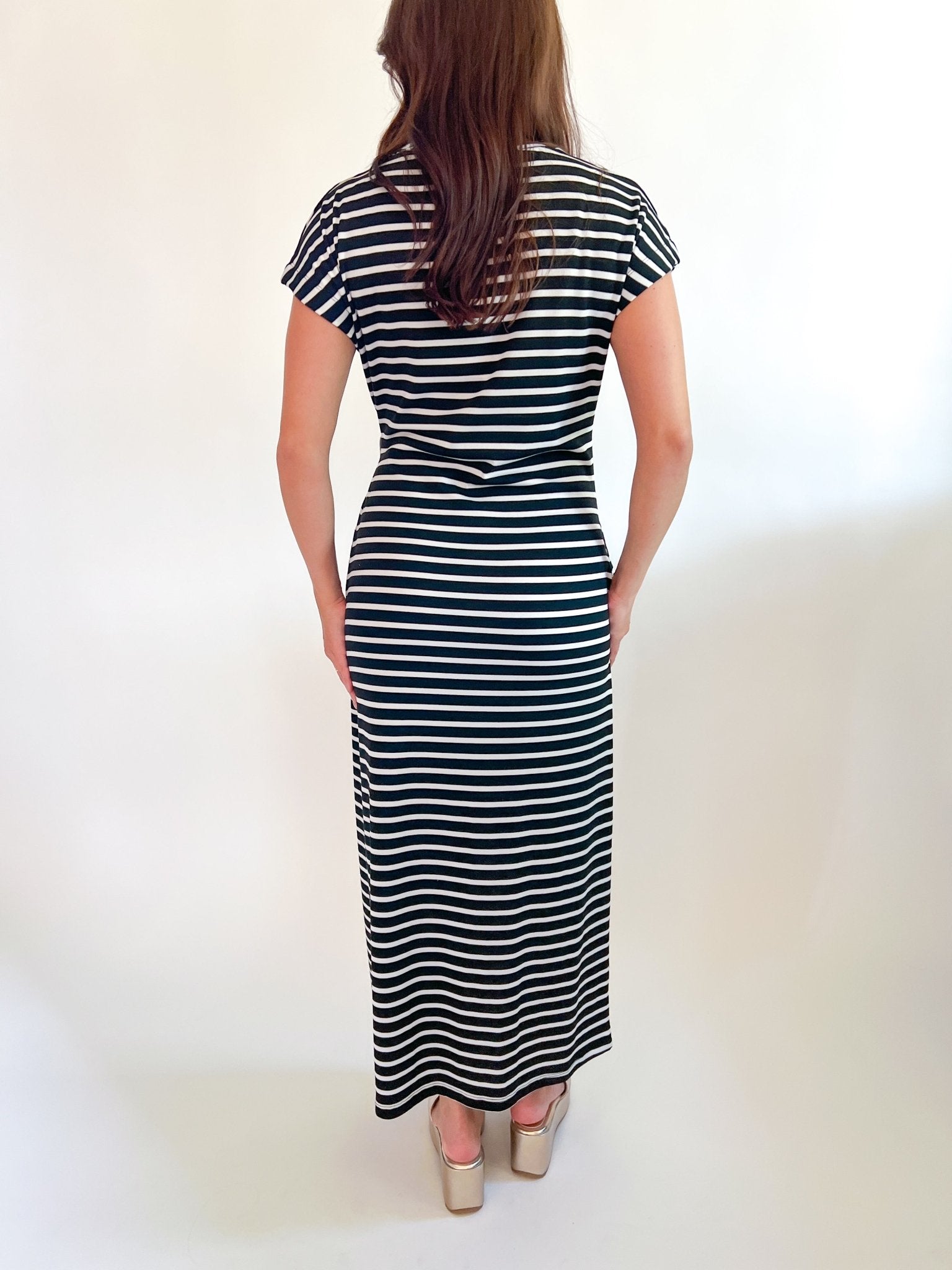 Striped Short Sleeve Midi Dress - Swoon Boutique New Orleans