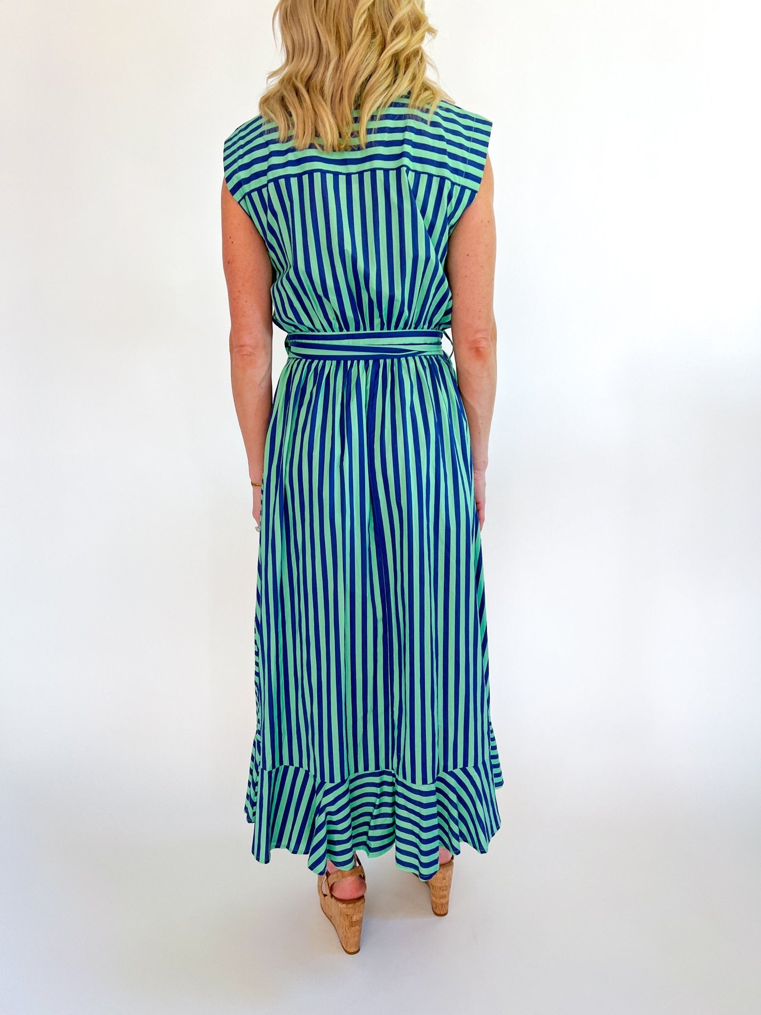 Striped Sleeveless Midi Dress - Swoon Boutique New Orleans