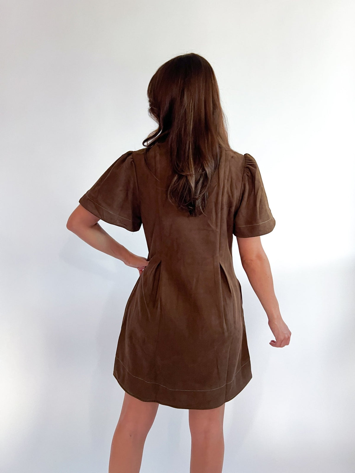 Suede-Like Pleated Mini Dress - Swoon Boutique New Orleans