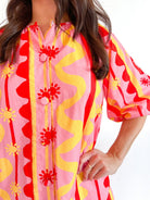 Sun & Wave Print Cotton Poplin Button Down Dress - Swoon Boutique New Orleans