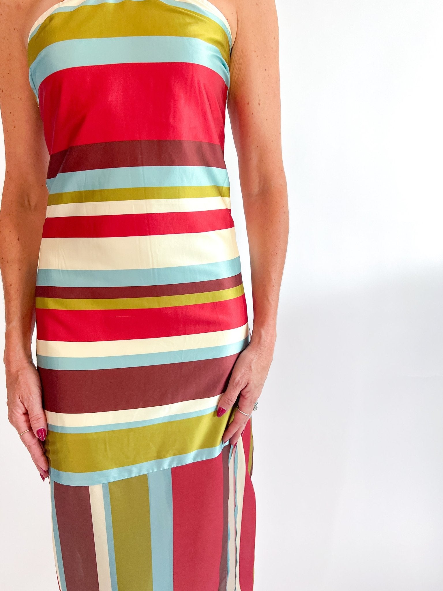 Sunset Stripe Halter Maxi Dress - Swoon Boutique New Orleans