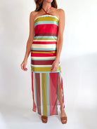 Sunset Stripe Halter Maxi Dress - Swoon Boutique New Orleans
