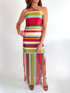 Sunset Stripe Halter Maxi Dress - Swoon Boutique New Orleans