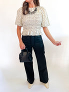 Swiss Dot Flutter Sleeve Top - Swoon Boutique New Orleans