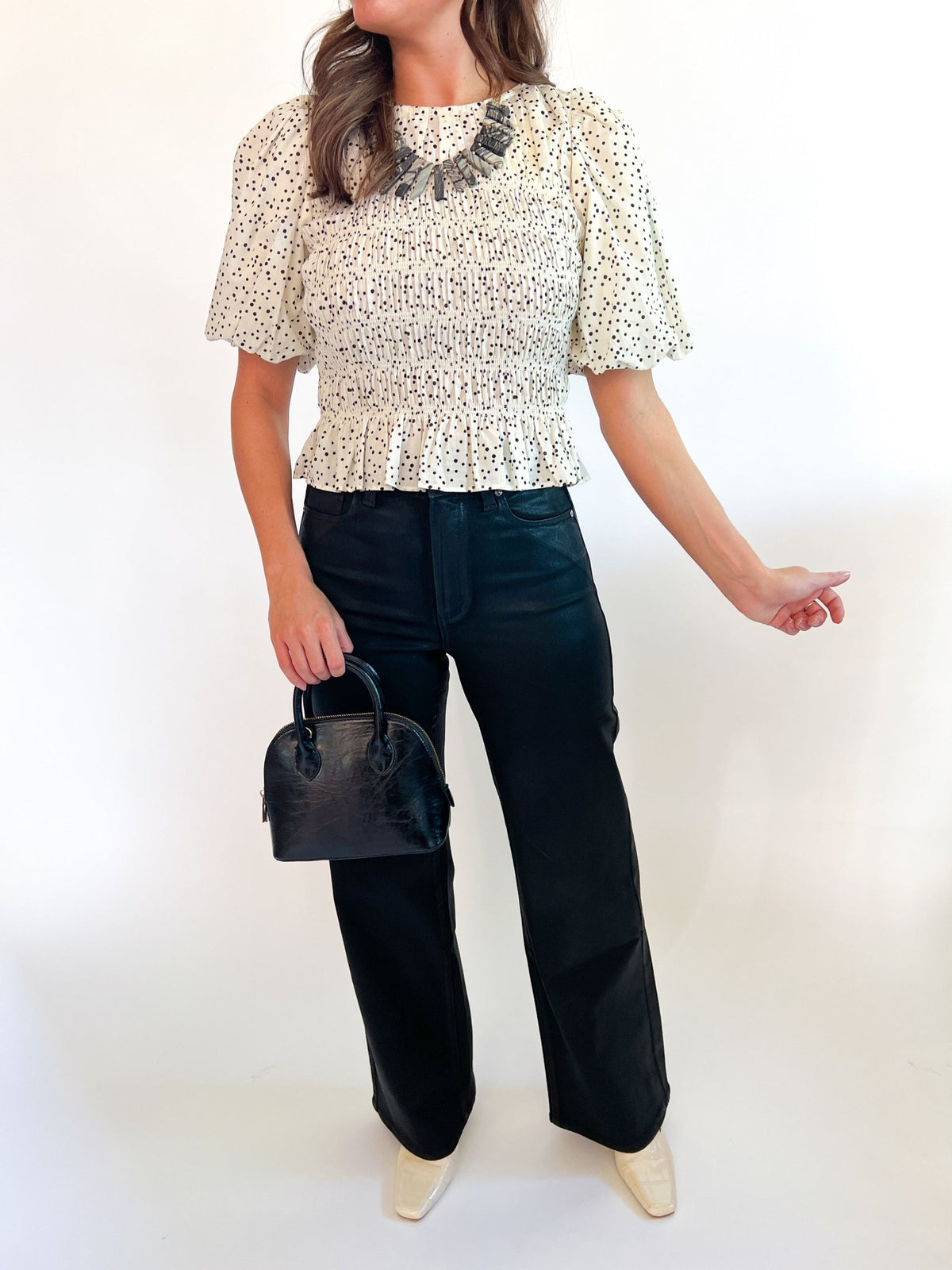 Swiss Dot Flutter Sleeve Top - Swoon Boutique New Orleans