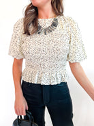 Swiss Dot Flutter Sleeve Top - Swoon Boutique New Orleans