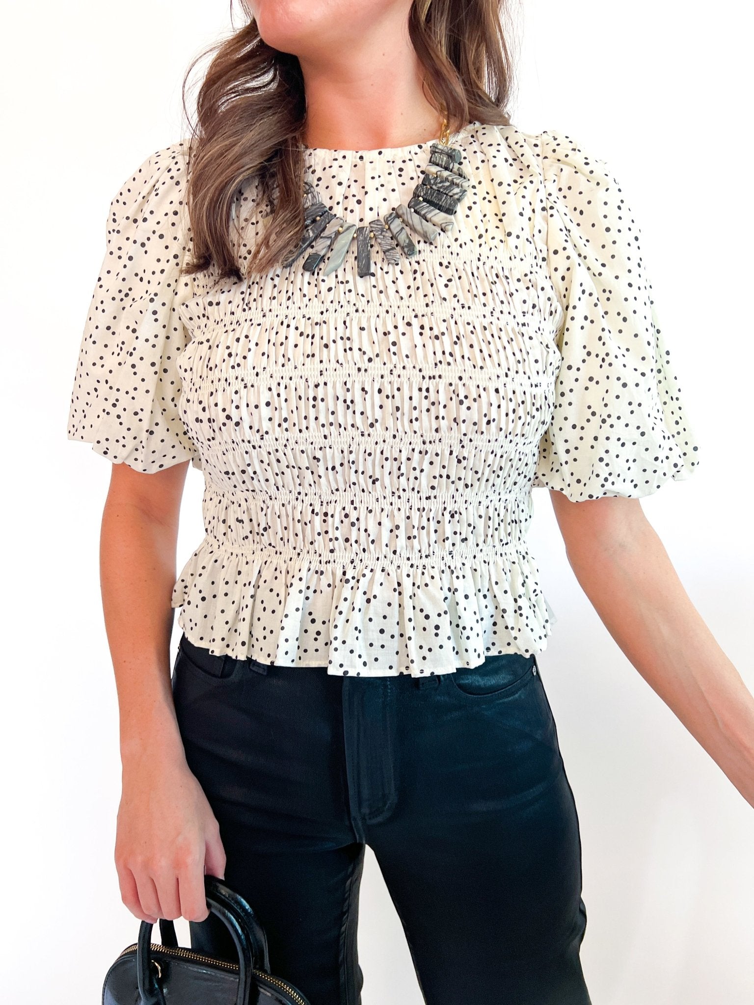 Swiss Dot Flutter Sleeve Top - Swoon Boutique New Orleans