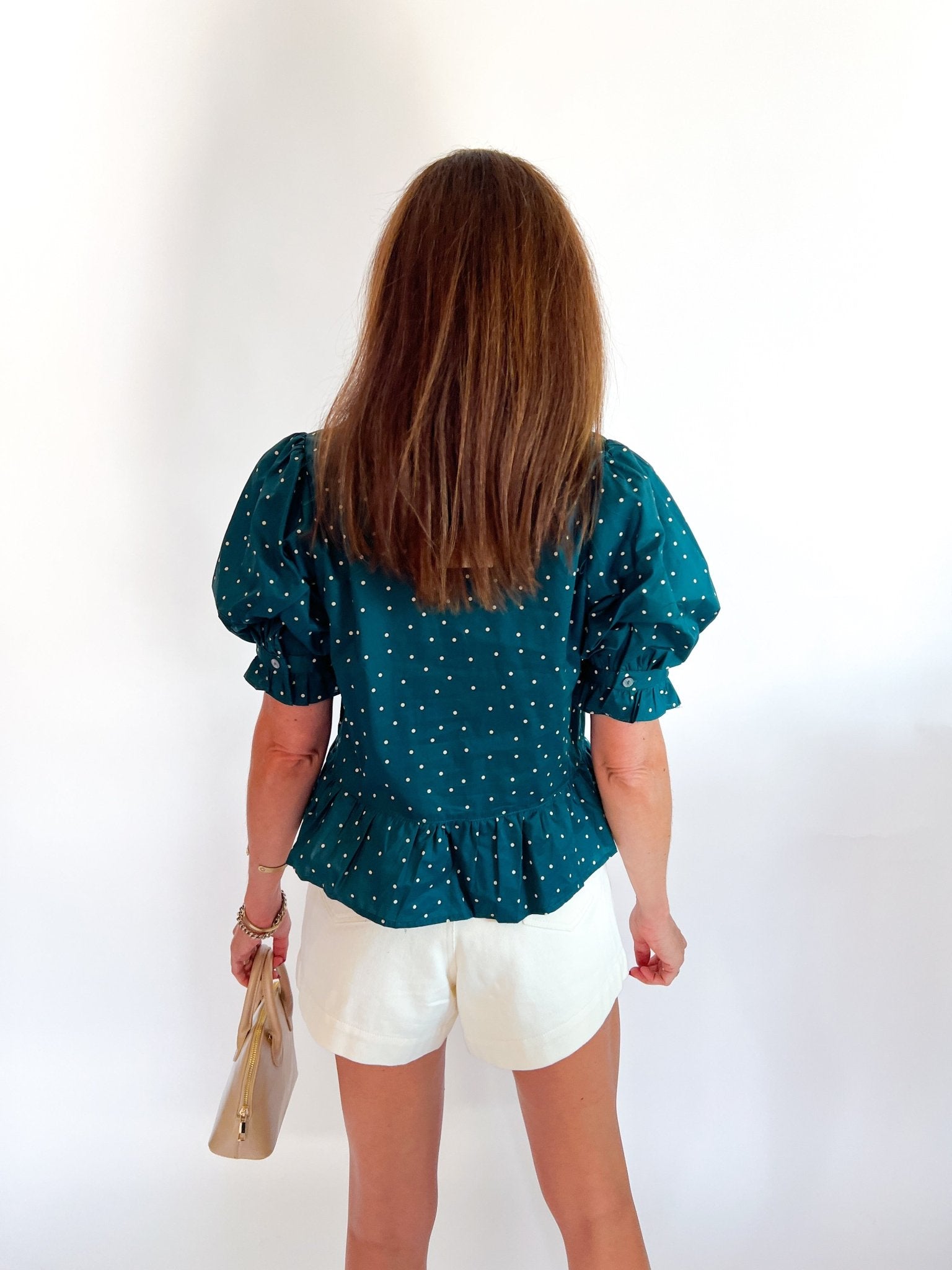 Swiss Dot Peplum Blouse - Swoon Boutique New Orleans